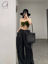 Mutedance 24 Spring/Summer Silk Elastic Waist Loose Pants MD-MD24SS13-SHENHE sepia PM114
